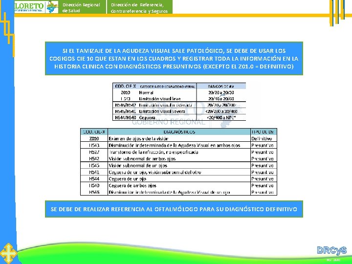Dirección Regional de Salud Dirección de Referencia, Contrareferencia y Seguros SI EL TAMIZAJE DE Dirección Regional de Salud Dirección de Referencia, Contrareferencia y Seguros SI EL TAMIZAJE DE