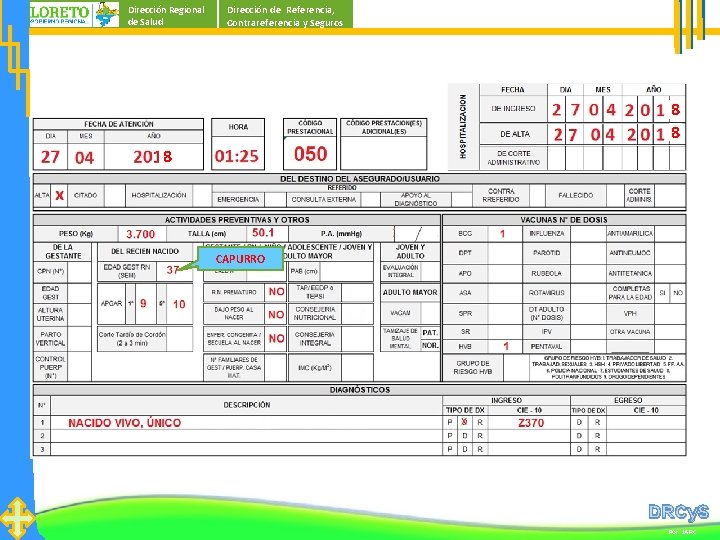 Dirección Regional de Salud Dirección de Referencia, Contrareferencia y Seguros 8 8 8 CAPURRO Dirección Regional de Salud Dirección de Referencia, Contrareferencia y Seguros 8 8 8 CAPURRO