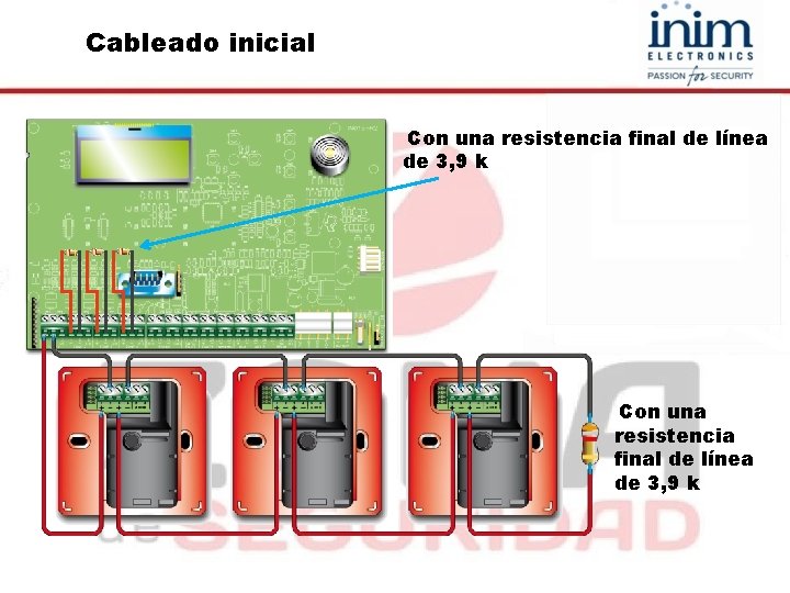 Cableado inicial Con una resistencia final de línea de 3, 9 k 