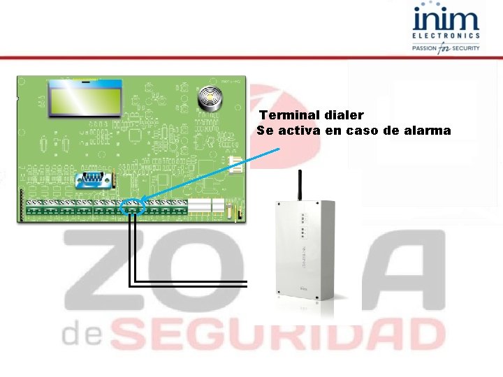 Terminal dialer Se activa en caso de alarma 