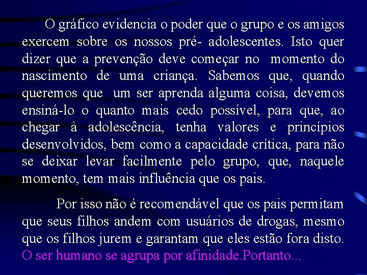 O gráfico evidencia o poder que o grupo e os amigos exercem sobre os