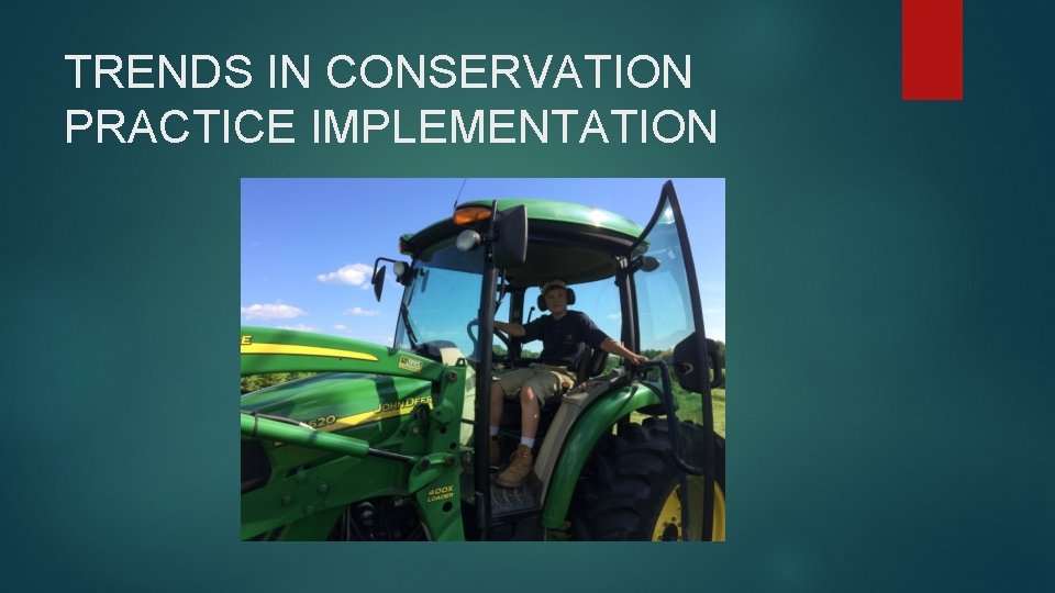 TRENDS IN CONSERVATION PRACTICE IMPLEMENTATION 