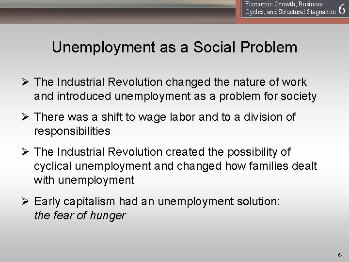 16 Economic Growth, Business Cycles, and Structural Stagnation Unemployment as a Social Problem Ø