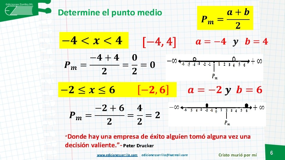 Determine el punto medio “Donde hay una empresa de éxito alguien tomó alguna vez