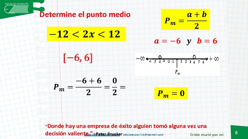 Determine el punto medio “Donde hay una empresa de éxito alguien tomó alguna vez