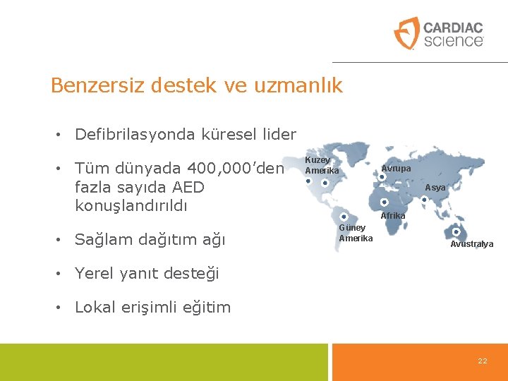 Benzersiz destek ve uzmanlık • Defibrilasyonda küresel lider • Tüm dünyada 400, 000’den fazla Benzersiz destek ve uzmanlık • Defibrilasyonda küresel lider • Tüm dünyada 400, 000’den fazla