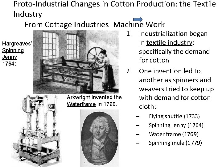 Proto-Industrial Changes in Cotton Production: the Textile Industry From Cottage Industries Machine Work Hargreaves’