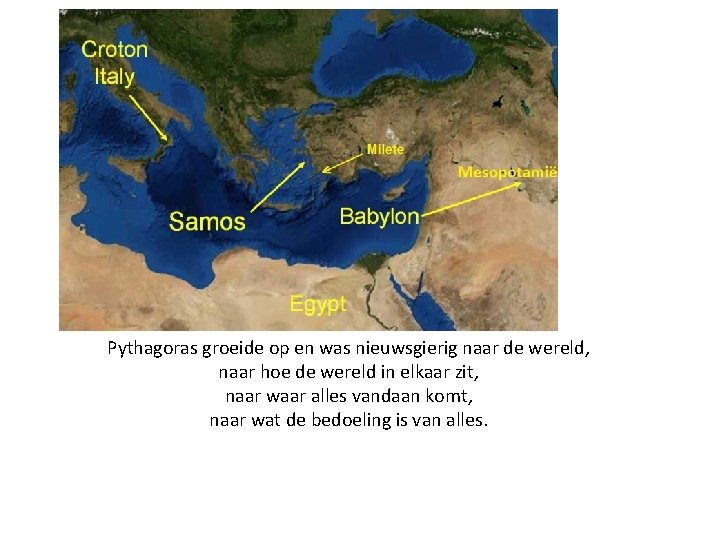 Pythagoras groeide op en was nieuwsgierig naar de wereld, naar hoe de wereld in