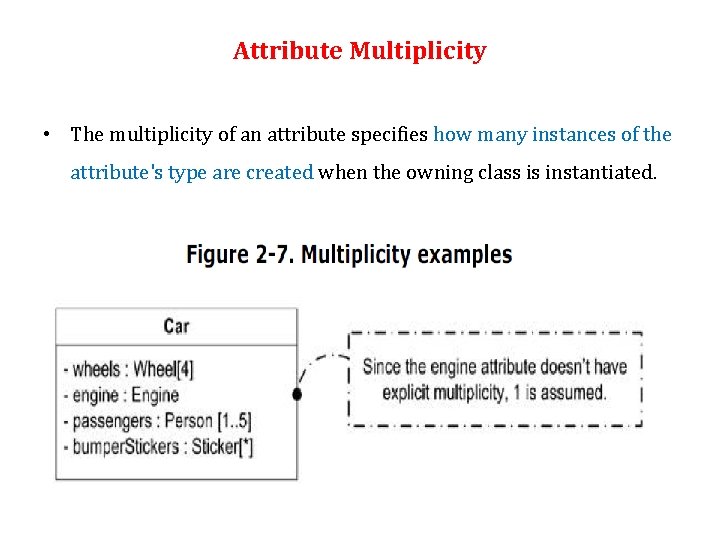 Attribute Multiplicity • The multiplicity of an attribute specifies how many instances of the
