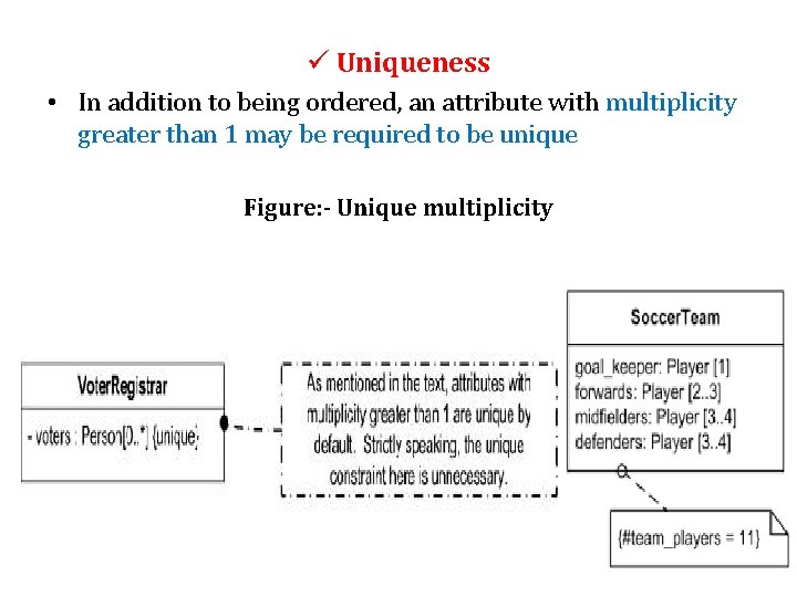 ü Uniqueness • In addition to being ordered, an attribute with multiplicity greater than
