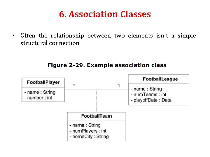 6. Association Classes • Often the relationship between two elements isn't a simple structural