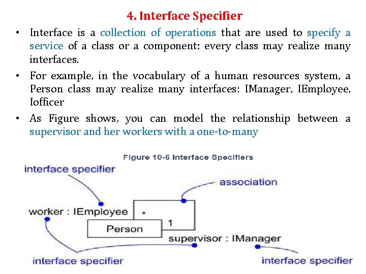 4. Interface Specifier • Interface is a collection of operations that are used to