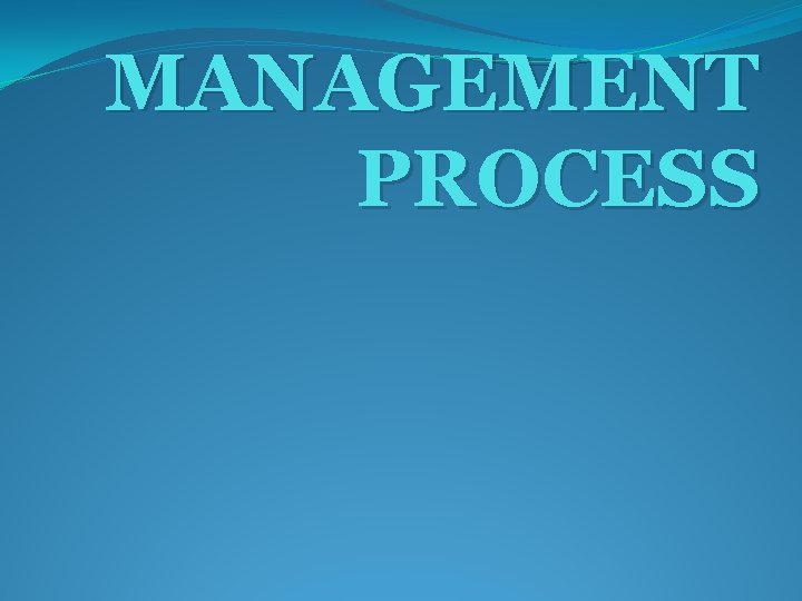 MANAGEMENT PROCESS 