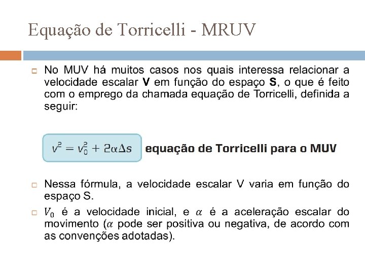 Equação de Torricelli - MRUV 