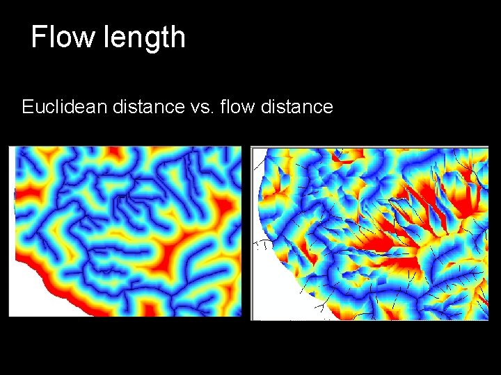 Flow length Euclidean distance vs. flow distance 