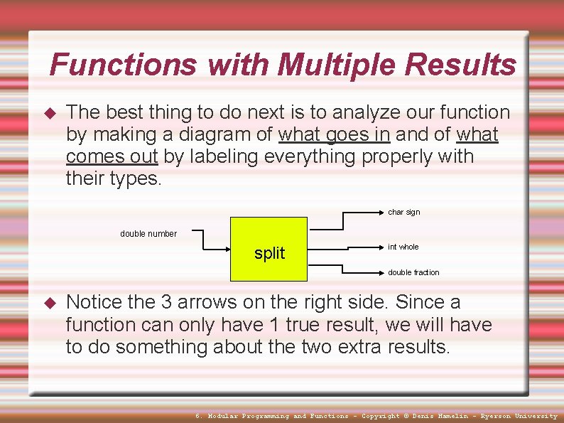 Functions with Multiple Results The best thing to do next is to analyze our