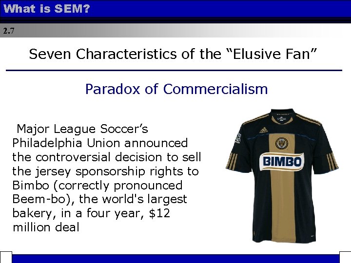 What is SEM? 2. 7 Seven Characteristics of the “Elusive Fan” Paradox of Commercialism