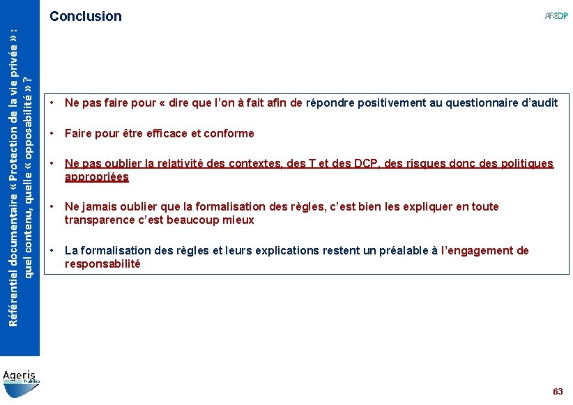 Référentiel documentaire « Protection de la vie privée » : quel contenu, quelle «