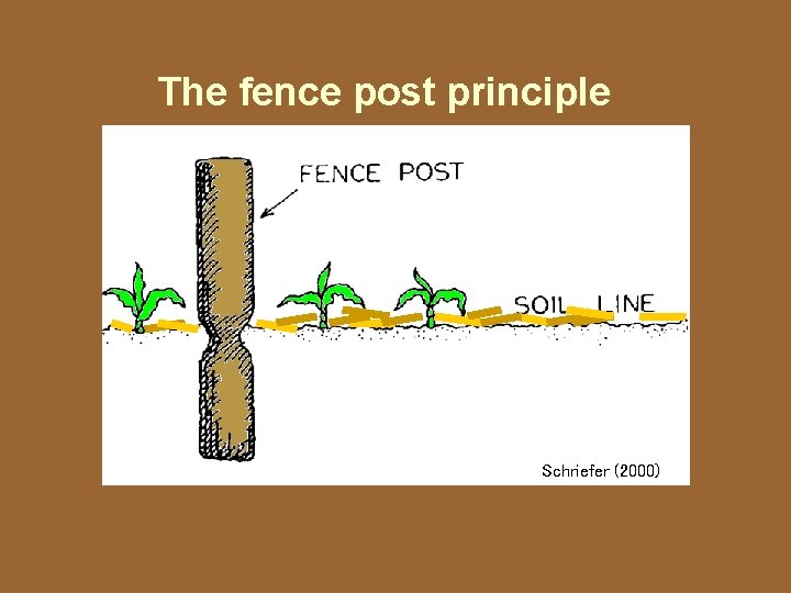 The fence post principle Schriefer (2000) 