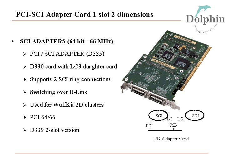 PCI-SCI Adapter Card 1 slot 2 dimensions • SCI ADAPTERS (64 bit - 66