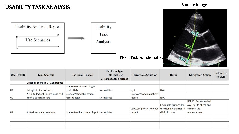 USABILITY TASK ANALYSIS Sample image RFR = Risk Functional Requirement 