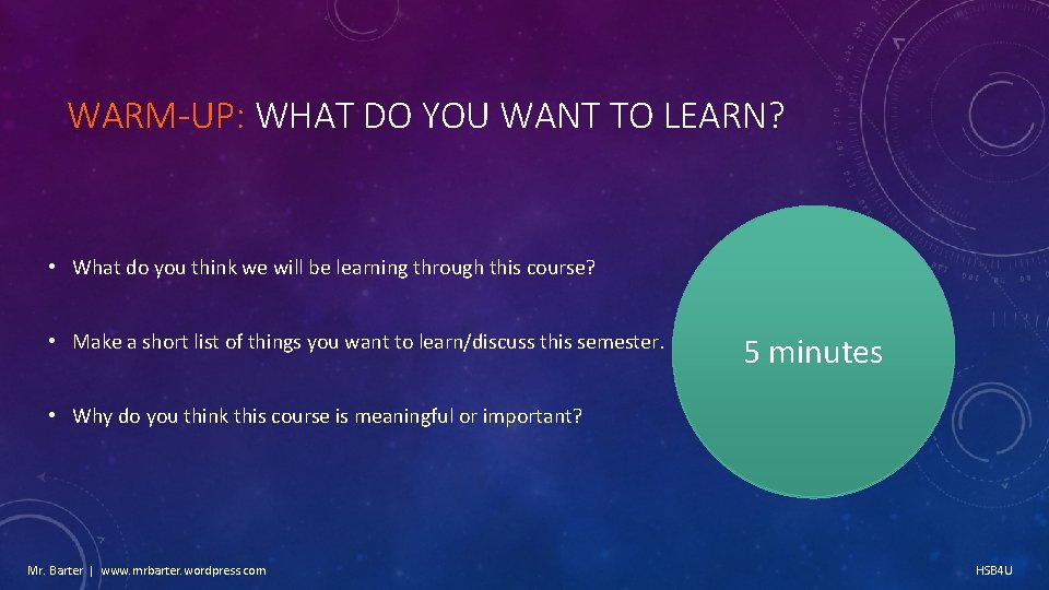 WARM-UP: WHAT DO YOU WANT TO LEARN? • What do you think we will