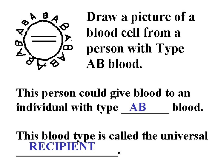 Draw a picture of a blood cell from a person with Type AB blood.