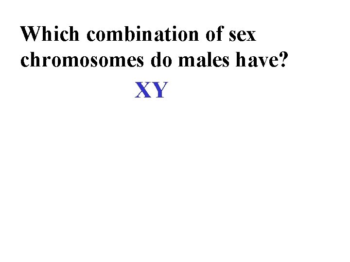 Which combination of sex chromosomes do males have? XY 