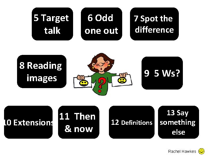 5 Target talk 6 Odd one out 8 Reading images 11 Then 10 Extensions