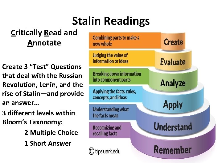 Stalin Readings Critically Read and Annotate Create 3 “Test” Questions that deal with the