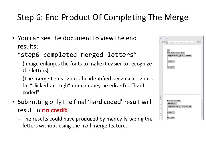 Step 6: End Product Of Completing The Merge • You can see the document