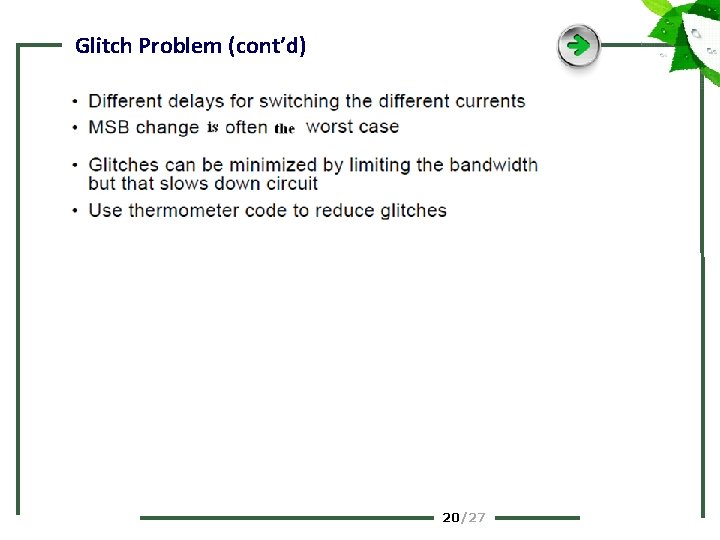 Glitch Problem (cont’d) 20 /27 