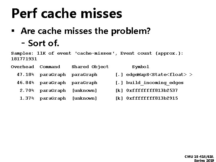 Perf cache misses ▪ Are cache misses the problem? - Sort of. Samples: 11