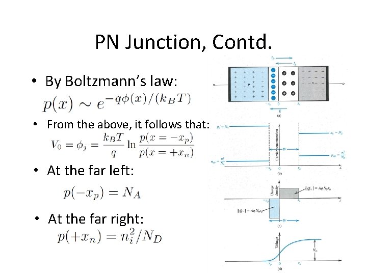 PN Junction, Contd. • By Boltzmann’s law: • From the above, it follows that: