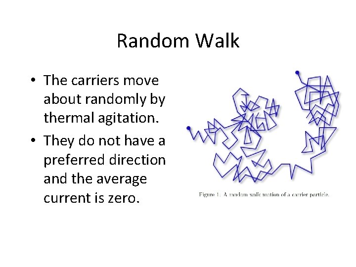 Random Walk • The carriers move about randomly by thermal agitation. • They do