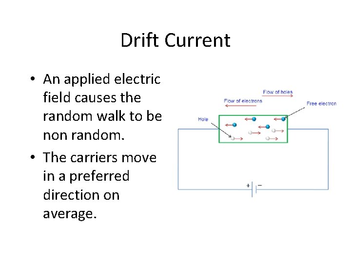 Drift Current • An applied electric field causes the random walk to be non