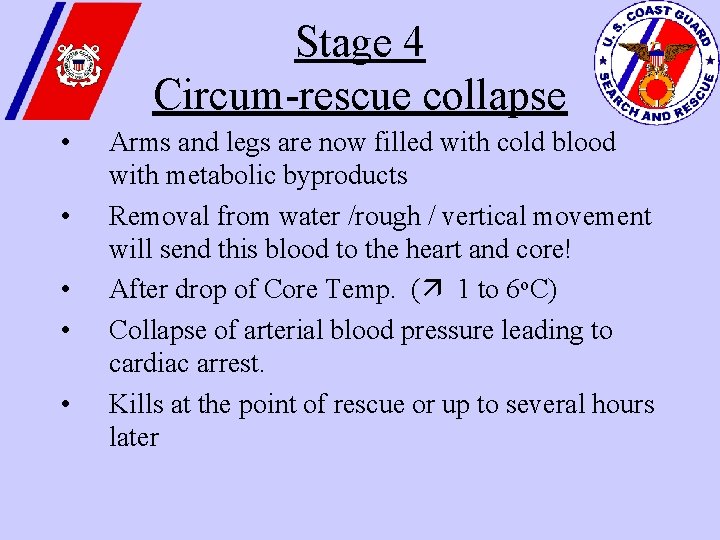 Stage 4 Circum-rescue collapse • • • Arms and legs are now filled with