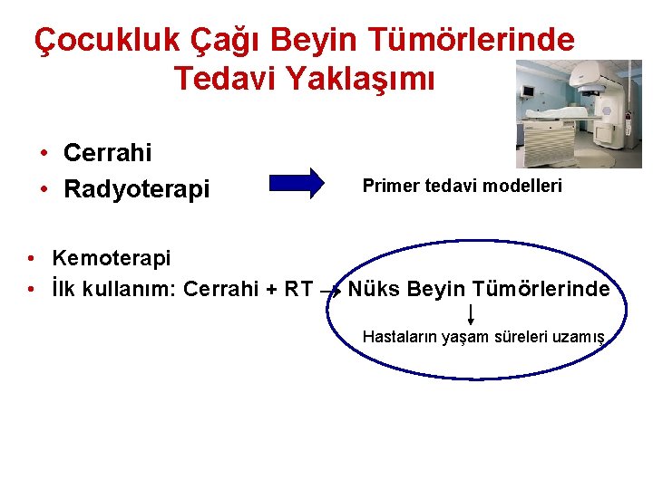 Çocukluk Çağı Beyin Tümörlerinde Tedavi Yaklaşımı • Cerrahi • Radyoterapi Primer tedavi modelleri •