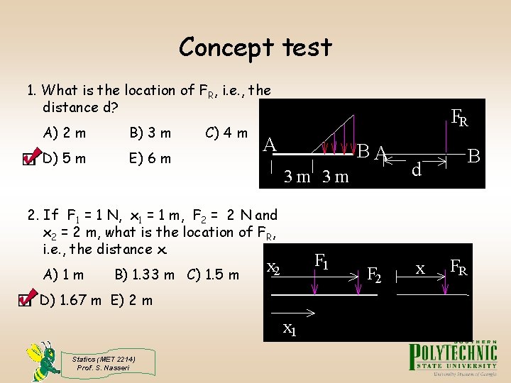 Concept test 1. What is the location of FR, i. e. , the distance