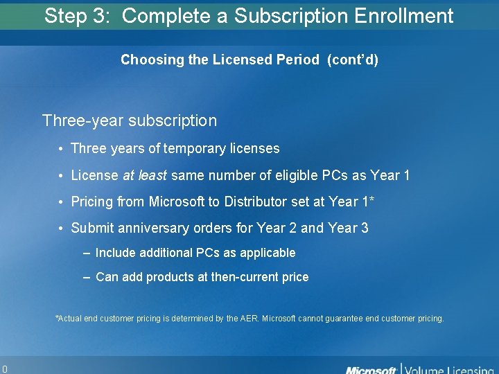 10 Step 3: Complete a Subscription Enrollment Choosing the Licensed Period (cont’d) Three-year subscription 10 Step 3: Complete a Subscription Enrollment Choosing the Licensed Period (cont’d) Three-year subscription