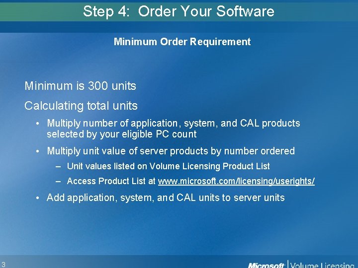 13 Step 4: Order Your Software Minimum Order Requirement Minimum is 300 units Calculating 13 Step 4: Order Your Software Minimum Order Requirement Minimum is 300 units Calculating