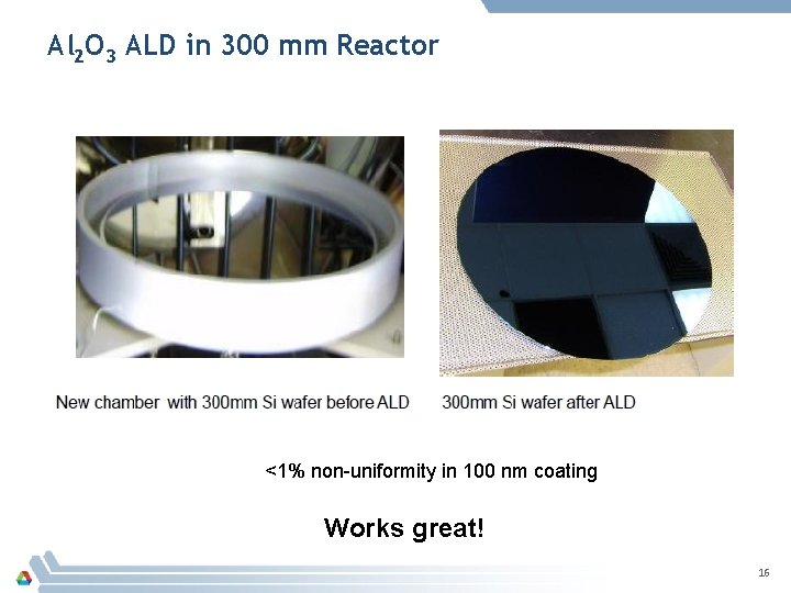 Al 2 O 3 ALD in 300 mm Reactor <1% non-uniformity in 100 nm
