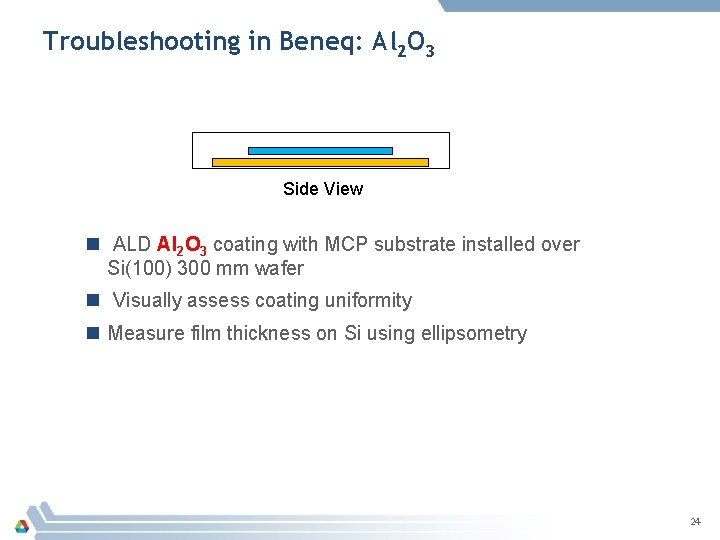 Troubleshooting in Beneq: Al 2 O 3 Side View n ALD Al 2 O