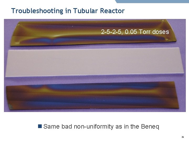 Troubleshooting in Tubular Reactor 2 -5 -2 -5, 0. 05 Torr doses n Same