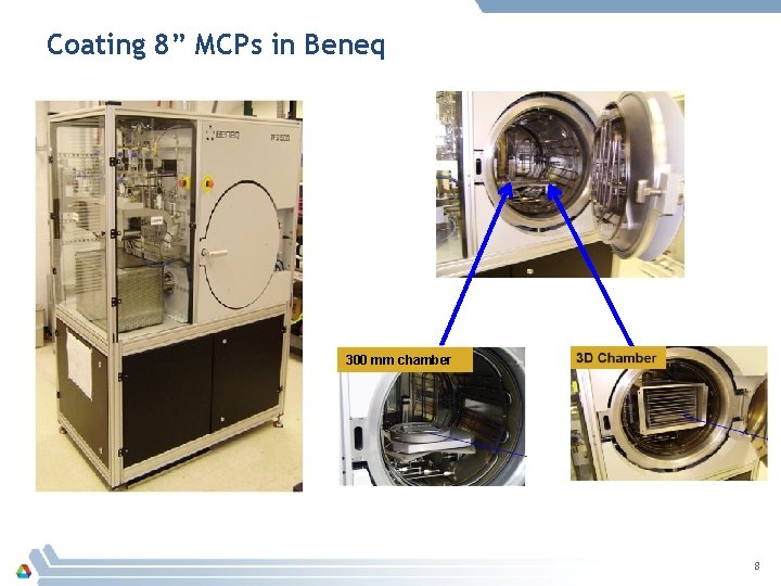 Coating 8” MCPs in Beneq 300 mm chamber 8 