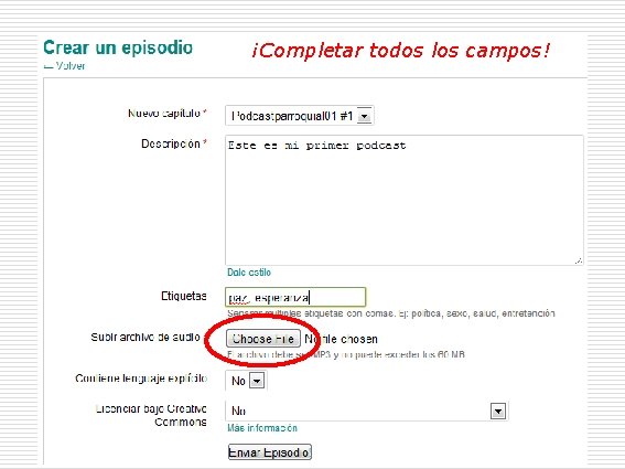 ¡Completar todos los campos! 