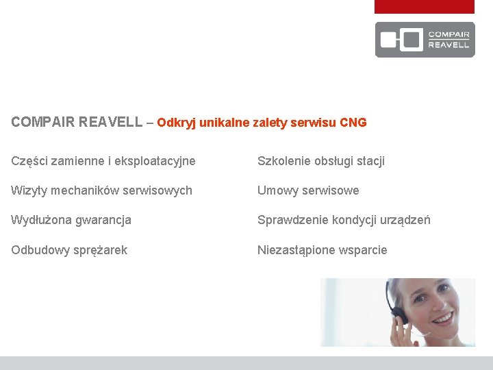 COMPAIR REAVELL – Odkryj unikalne zalety serwisu CNG Części zamienne i eksploatacyjne Szkolenie obsługi