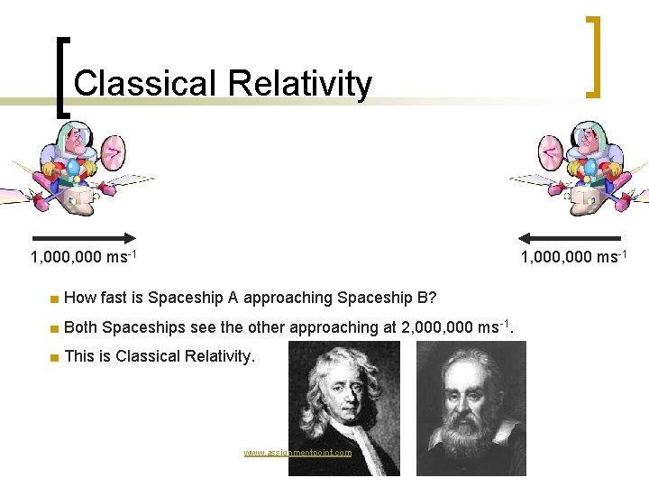 Classical Relativity 1, 000, 000 ms-1 ■ How fast is Spaceship A approaching Spaceship