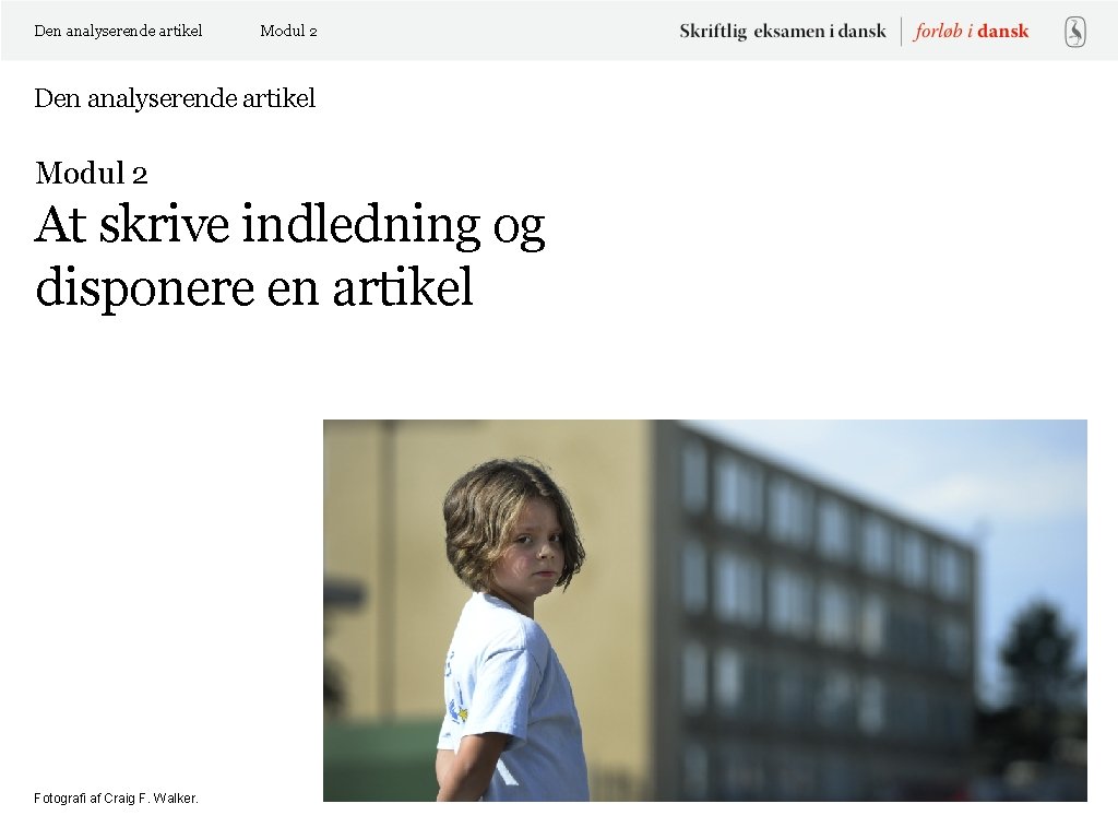 Den analyserende artikel Modul 2 At skrive indledning og disponere en artikel Fotografi af