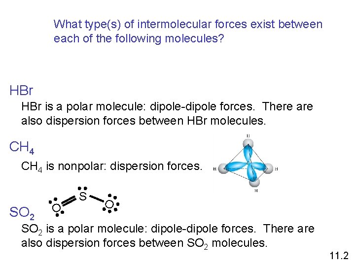 What type(s) of intermolecular forces exist between each of the following molecules? HBr is